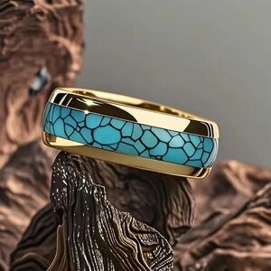 18K Gold Plated Stainless Steel  Turquoise Ring